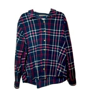 Blue, Red and White Striped Flannel